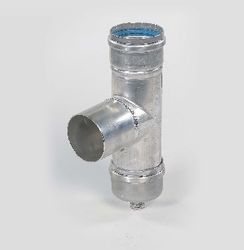 Enkelwandig rookgas T-stuk, Ubbink Rolux HRtop, 80mm, aluminium, met lipring